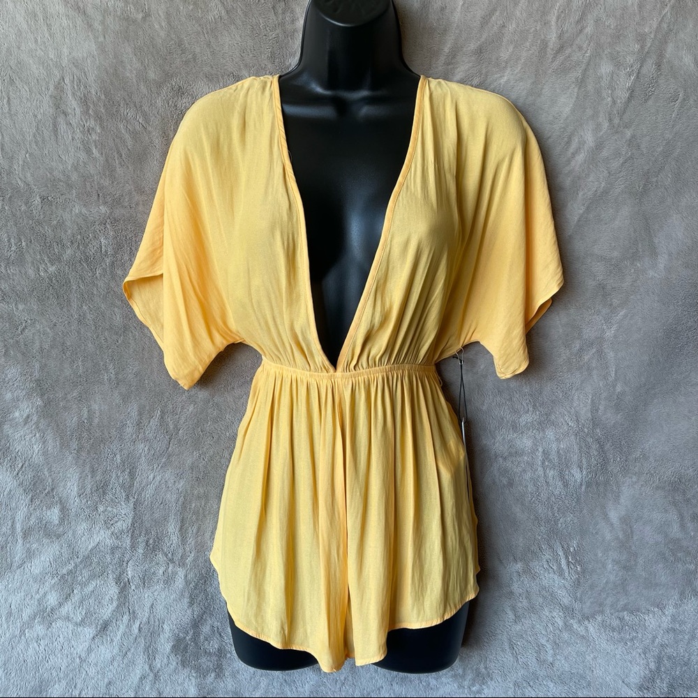 Yellow Sheer Swim Coverup Romper